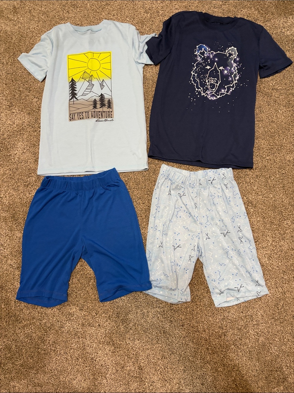 Boys 2-Pack Blue and Navy Pajama Set - Soft Nightwear Size M 10/12